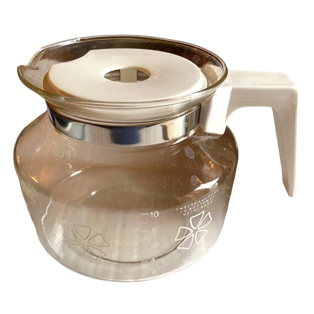 Mr. Coffee 12 Cup Coffee Floral Glass Decanter Carafe Replacement w Box